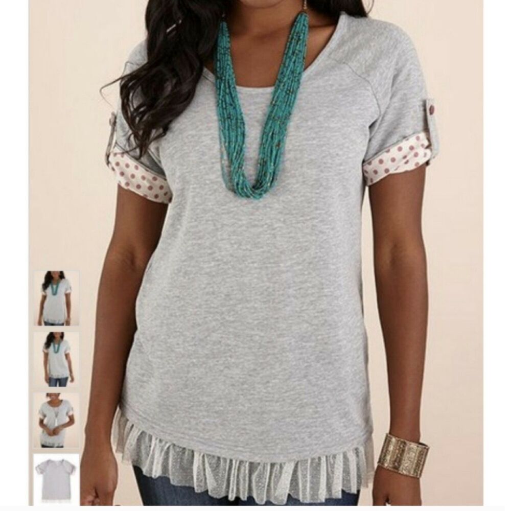 Matilda Jane Top Size Medium Once Upon A Time Literacy Polka Dot Lace Trim 2016